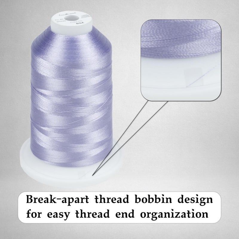 simthread Trilobal Polyester Thread – 5000M (5500yds) No.40 – Super Sheen, Tangle-Free – Built-in Thread Lock Spool – Compatible with Brother, Singer, Janome & More, Lavender-804 - Image 2